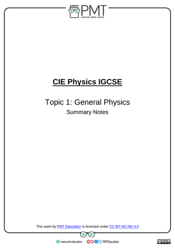 CAIE IGCSE Physics Notes