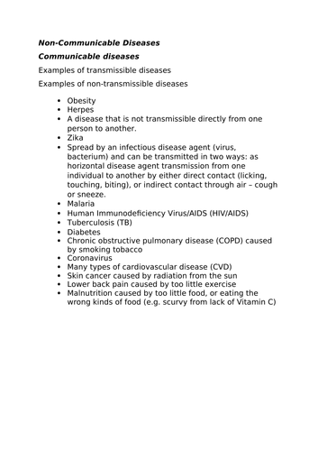 transmissible vs non-transmissible disease
