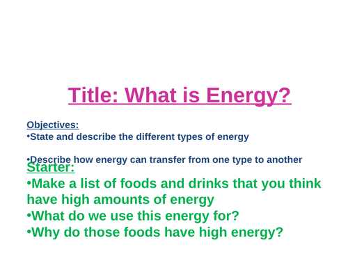 Energy Names and Definitions