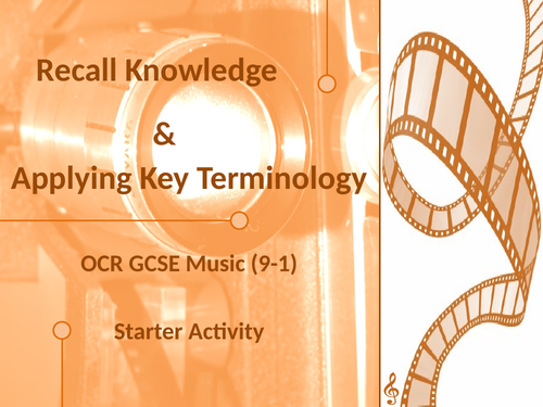 OCR GCSE Music - Recall Knowledge and Key Terminology Starter - AOS4 - Film Music
