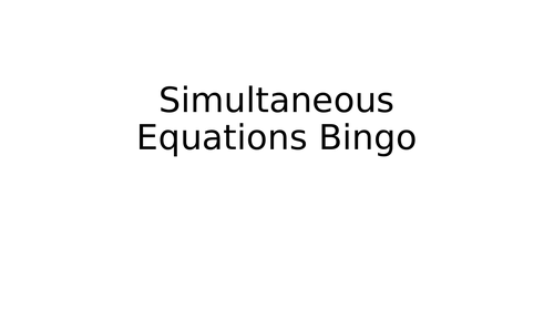 Simultaneous Equations Bingo