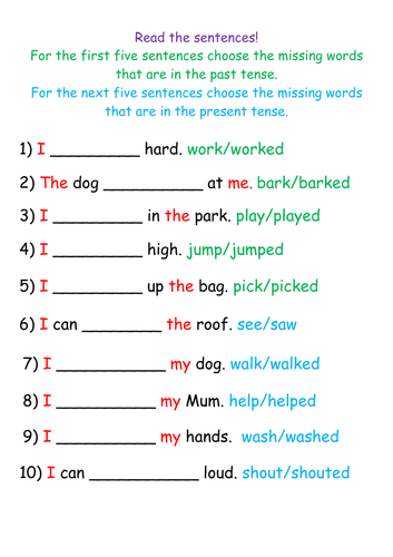 Past and Present Tense Sentences