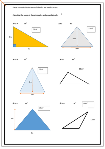 Year 5/6 Area of Parallelograms and Triangles