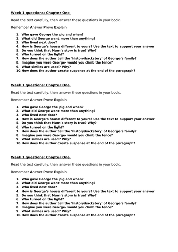 Guided reading questions for 'George's secret key to the universe - Lucy & Stephen Hawking'