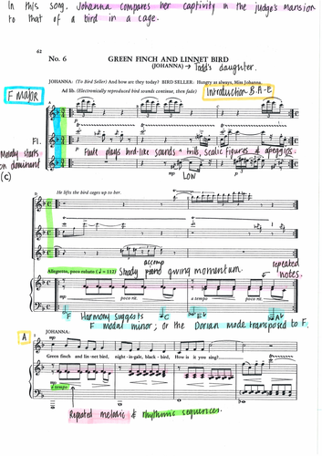 GREEN FINCH AND LINNET BIRD - Fully Annotated Score - SWEENEY TODD by Sondheim