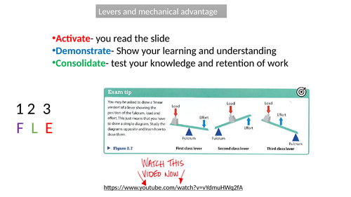 AQA GCSE PE revision. levers and mechanical advantage.