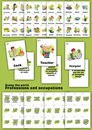 Professions and occupations. Guess the word game.