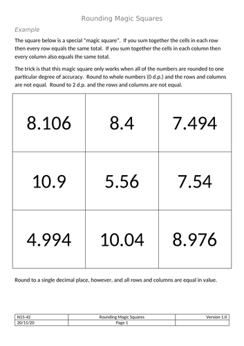 Rounding - Magic Squares