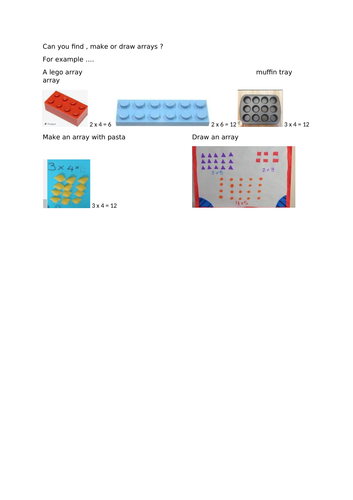 Make an array home-learning - Year 2