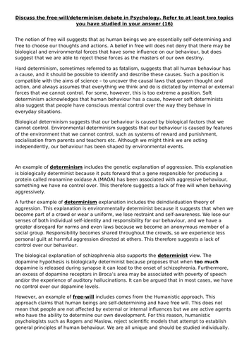 Issues and Debates Model Answers