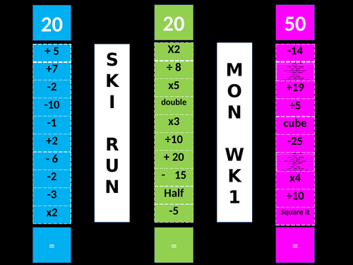 5 maths Ski run starters | Teaching Resources