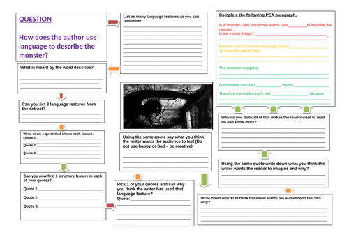 Language Paper 1 Q2 A Monster Calls Worksheet Low Ability