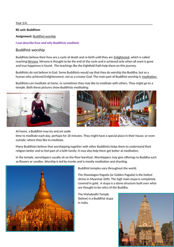 Buddhism unit KS2 (6 lessons)