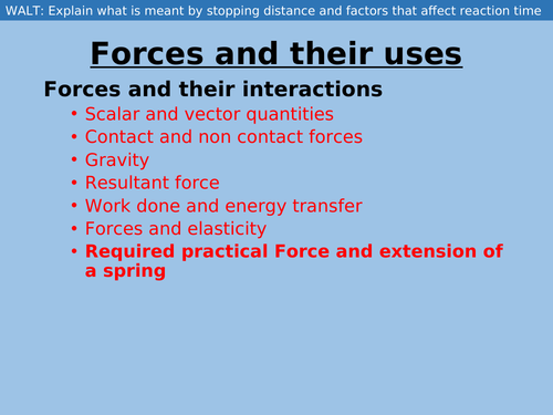 Stopping distance and Reaction time