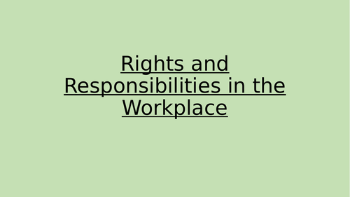 City and Guilds Rights and Responsibilities in the Workplace