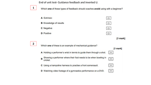 AQA GCSE PE. Guidance, feedback and inverted U.