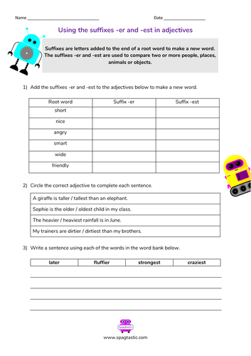 Using the suffixes -er and -est