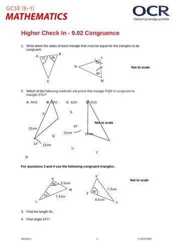 Congruent Shapes - GCSE Maths - Steps, Examples & Worksheet