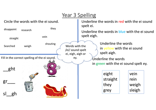 Words with the ei sound activity sheet