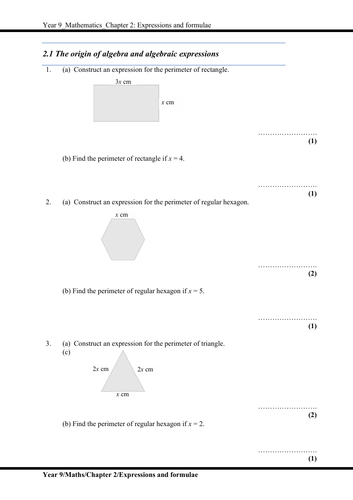 complete mathematics expressions and formulae ks3 year 9 igcse