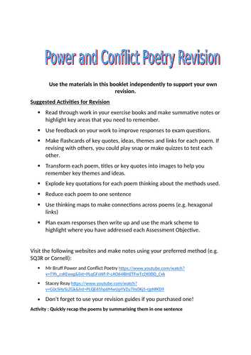 Power and Conflict Revision Booklet