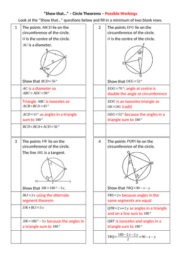 Show that... Circle Theorems