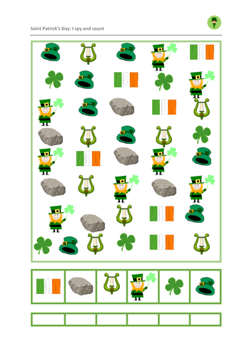 Saint Patrick's Say: I Spy and Count Maths Game