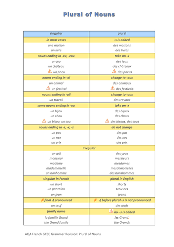 french-grammar-nouns-2-plural-of-nouns-revision-self-study-guide-ex