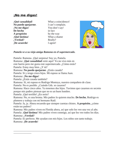 Spanish Rejoinders Reading: Qué Expressions Lectura