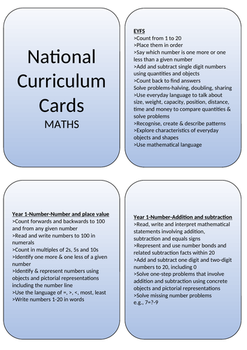 Maths National Curriculum & EYFS Flashcards