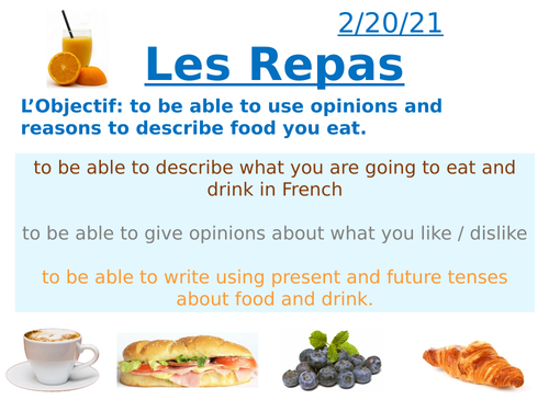KS3 French La nourriture / Food Lesson