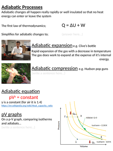 Adiabatic processes lesson for Physics Engineering