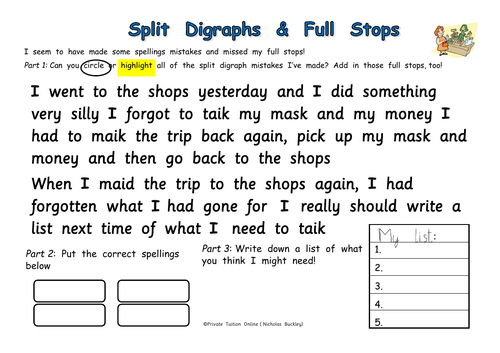 Full Stops & Split Digraph Errors
