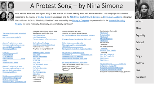 Nina Simone - Mississippi Goddam!  Civil rights/protest song!