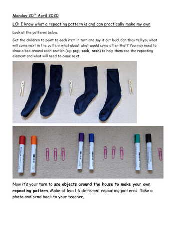 Home learning patterns KS1