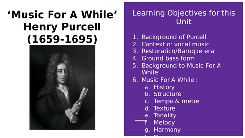 Music For A While musical analysis Purcell Powerpoint