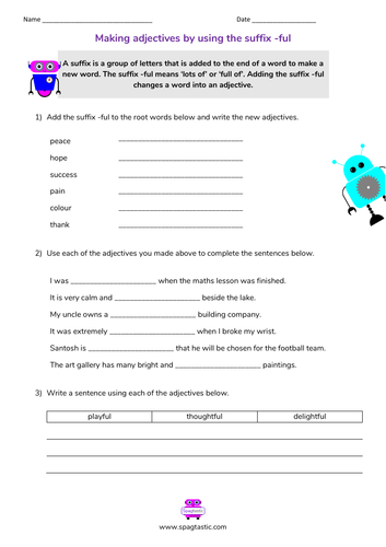 The suffix -ful for adjectives
