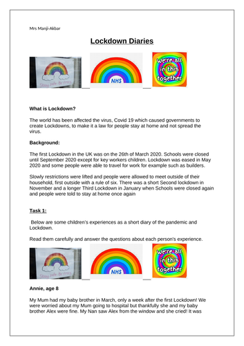 Lockdown Diaries & tasks
