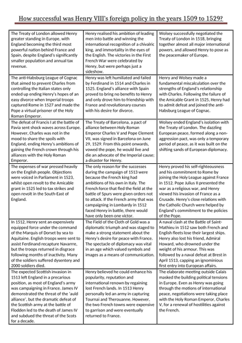 Henry VIII foreign policy card sort