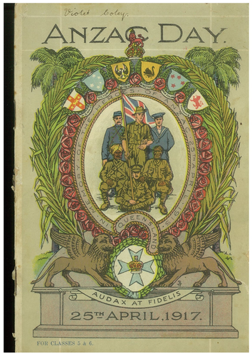 Historical Source – WW1 monograph (1917) provided for QLD students in grades 5&6