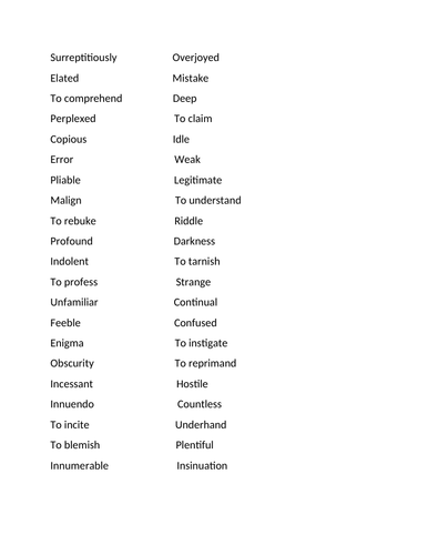 English Language Lesson Plan Year 6 Exercise On Matching Synonymous Words Synonyms Teaching 