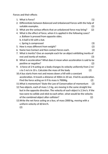 Forces and their effects