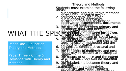 A-level Sociology Theory and Methods - Whole Topic