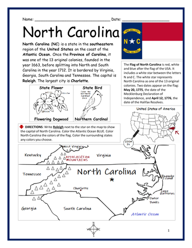 north carolina printables