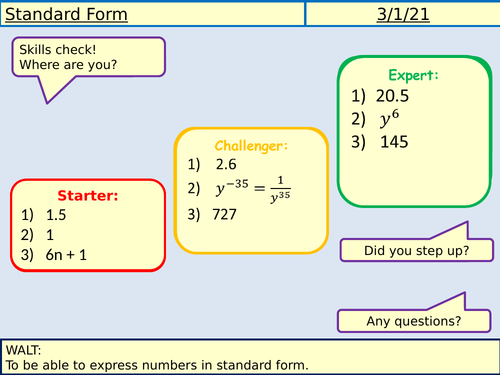 Standard Form Lessons