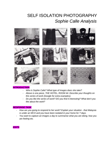 GCSE Photography - Sophie Calle Analysis