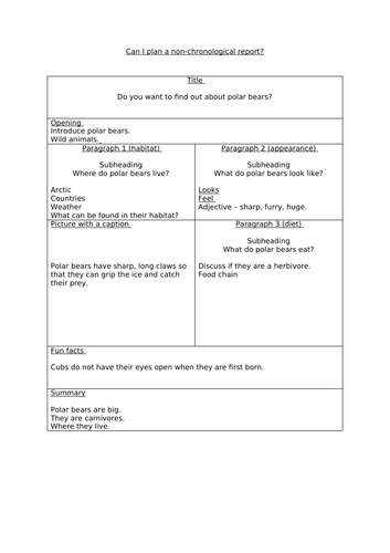 Non-Chronological Reports