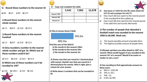Rounding Differentiated worksheet