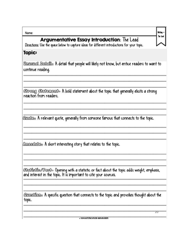 Writing to Argue SOW