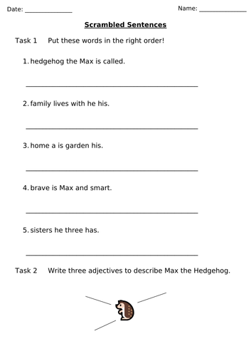 The Hodgeheg - Sentence Scramble